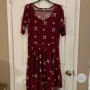 LuLaRoe Maroon Geometric Midi Dress